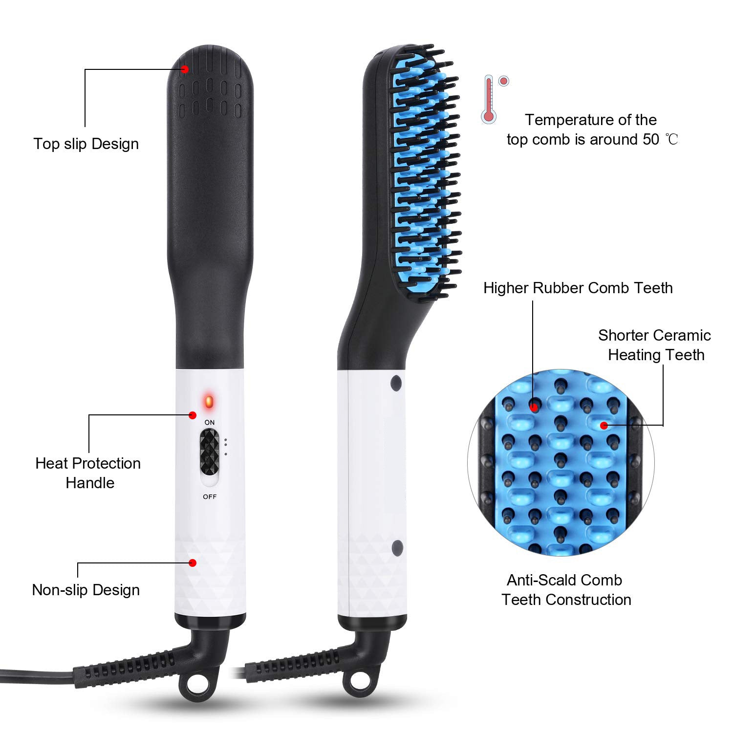 Hair Straightener Hair Comb Brush Men Beard Straightener